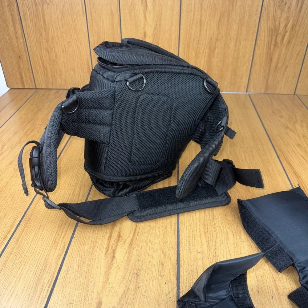 Cotton Camera Bag‎ Black Adjustable Strap Padded Compartment Organizer